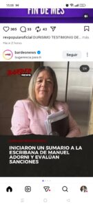 Iniciaron sumario administrativo a la escribana de Adorni