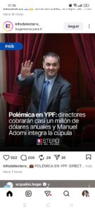 Con el objetivo de salvar a Adorni, lo suman a YPF y ganará una suma millonaria por año.