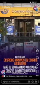 Correo Argentino, despide a 900 empleados en todo el pais