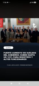 FUERTE AUMENTO EN SUELDOS DEL GOBIERNO: SUBEN HASTA UN 123% PARA MINISTROS Y ALTOS FUNCIONARIOS