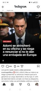 Adorni desafía a los 3 poderes del estado y no se quiere ir